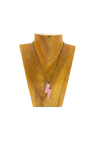 Lightning Bolt Necklace - Pink Conch